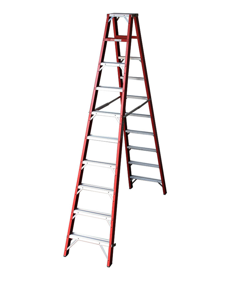 FGSD10 Industrial Duty A-Frame Double Sided Fibreglass Stepladder - 3.0M - 10 Steps - Image 1