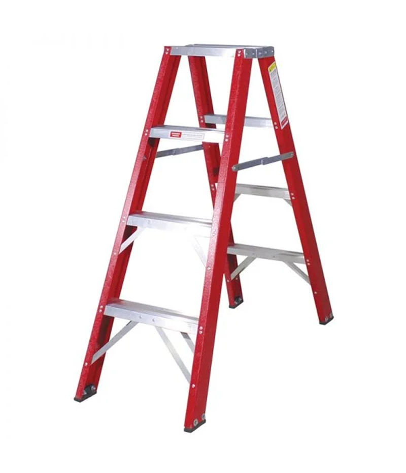 FGSD4 Industrial Duty A-Frame Double Sided Fibreglass Stepladder - 1.2m - 4 Steps - Image 1