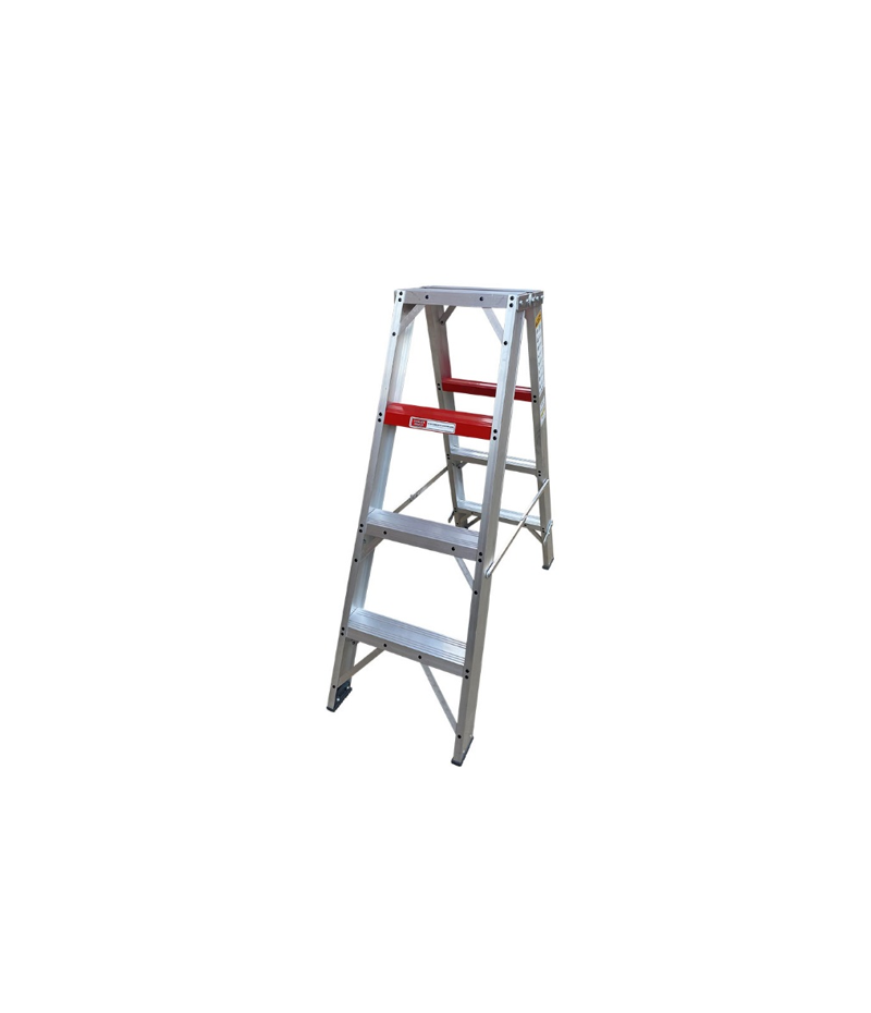 LASD4 ALUMINIUM DOUBLE SIDED 4 STEP Heavy Duty D/Sided A Frame Aluminium Ladder 1.2M - Image 1
