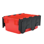 Heavy Duty Euro Nesting Bin With Lid 49.5LTR - Red With Black Lid