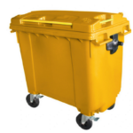 Plastic 660L Mobile Wheelie Bin - Yellow