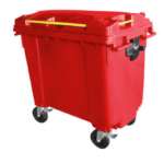 Plastic 660L Mobile Wheelie Bin - Red