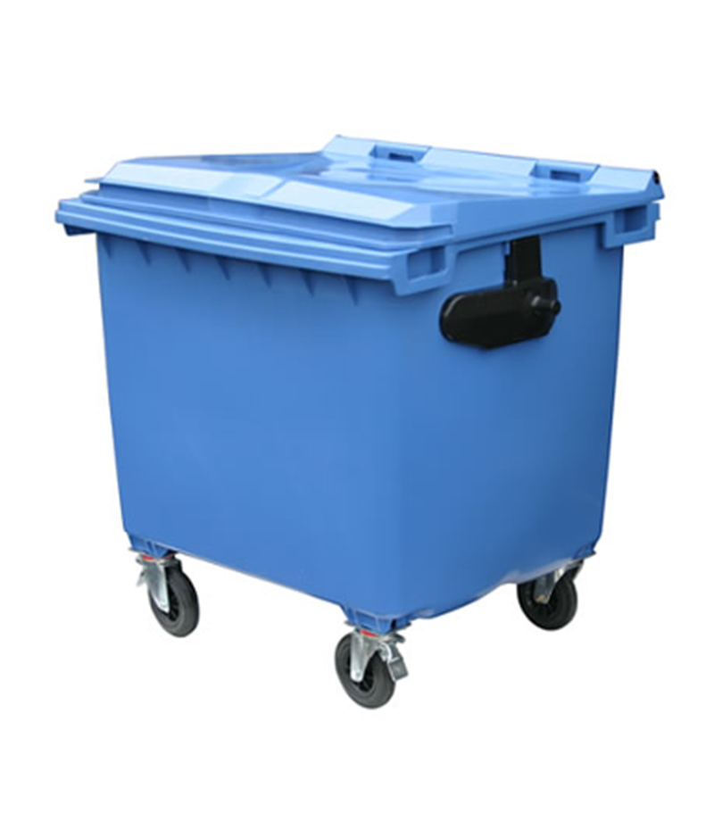 0181 Plastic 1100L Mobile Wheelie Bin - Blue - Image 1