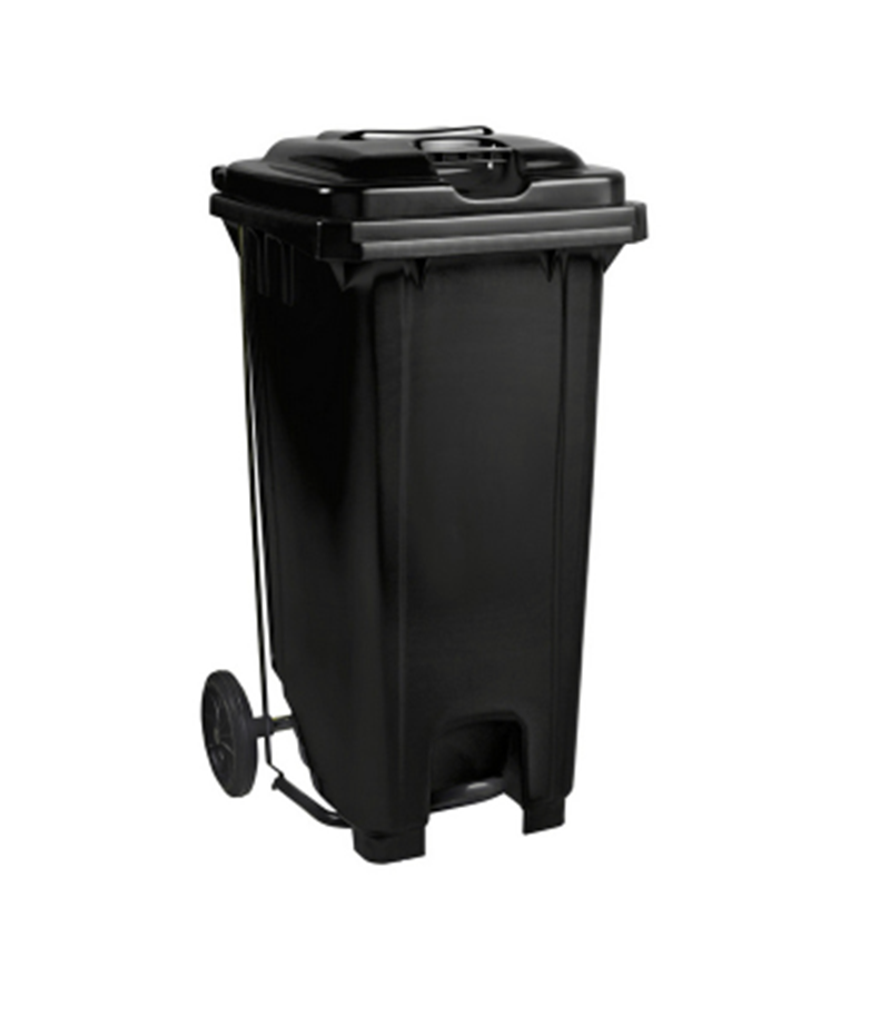 0240 Plastic Pedal Wheelie Bin 120L - Black - Image 1