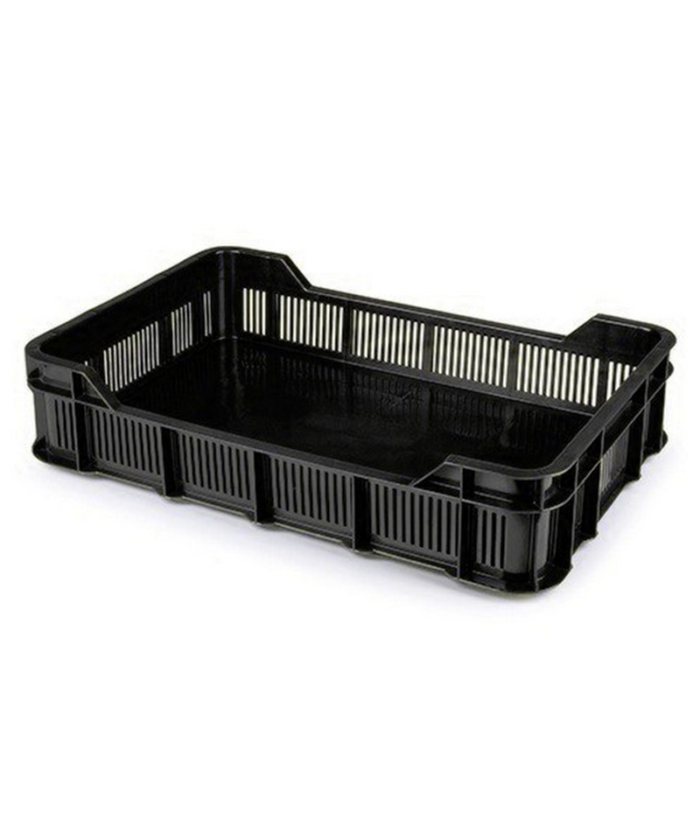 Berry Crate - Vented Sides And Solid Base - Recycled Material - Black ...