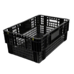 Nesting Meat-Agri Crate - Vented Sides And Base - Recycled Material - Black