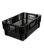 Nesting Meat-Agri Crate - Vented Sides And Base - Recycled Material - Black