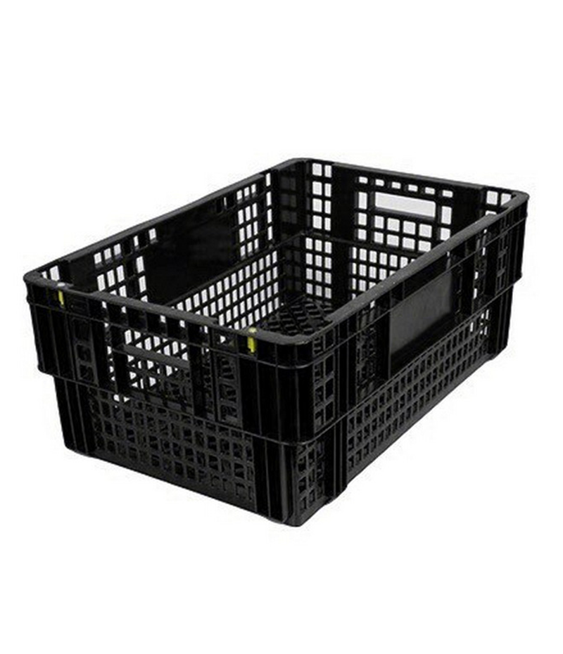 PI-720-RB Nesting Meat-Agri Crate - Vented Sides And Base - Recycled Material - Black - Image 1